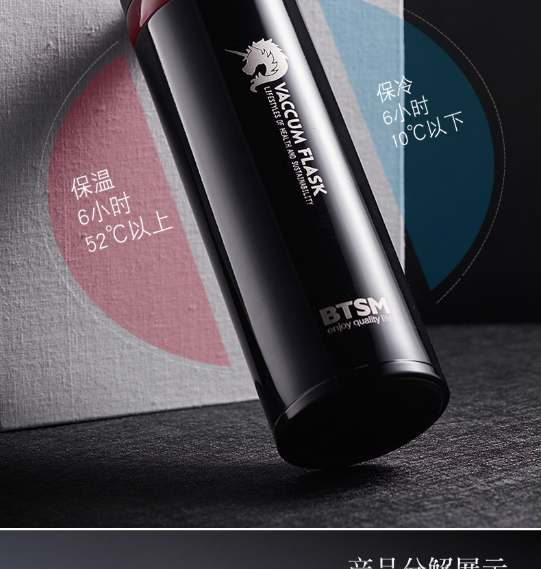 BTSM?？怂共讳P鋼保溫杯男女車載水杯 炫藍色420ML
