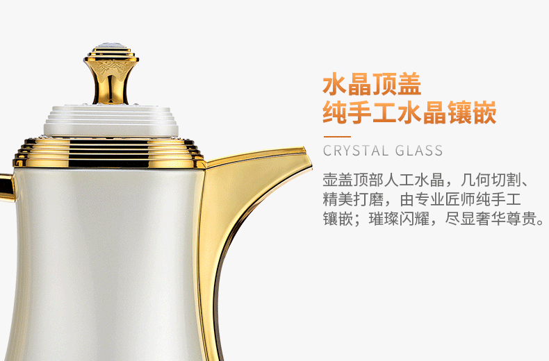 清水時尚咖啡壺進口玻璃內膽保溫壺辦公家用暖水壺精致熱水瓶1L
