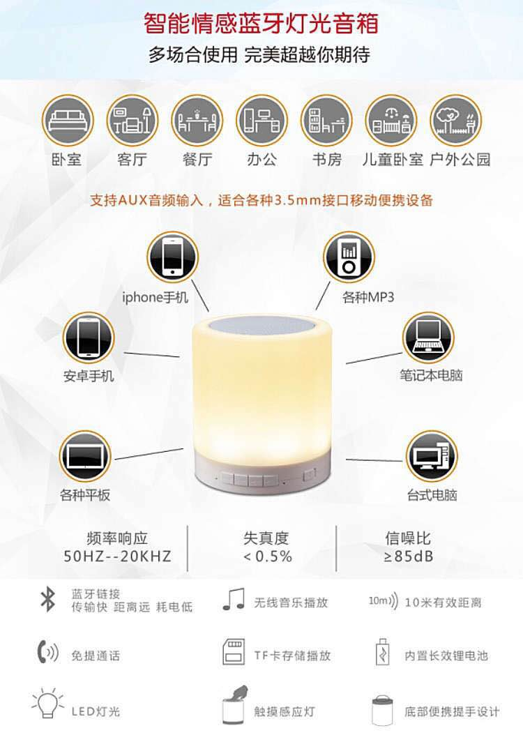 A7藍牙音響、臺燈 觸摸款