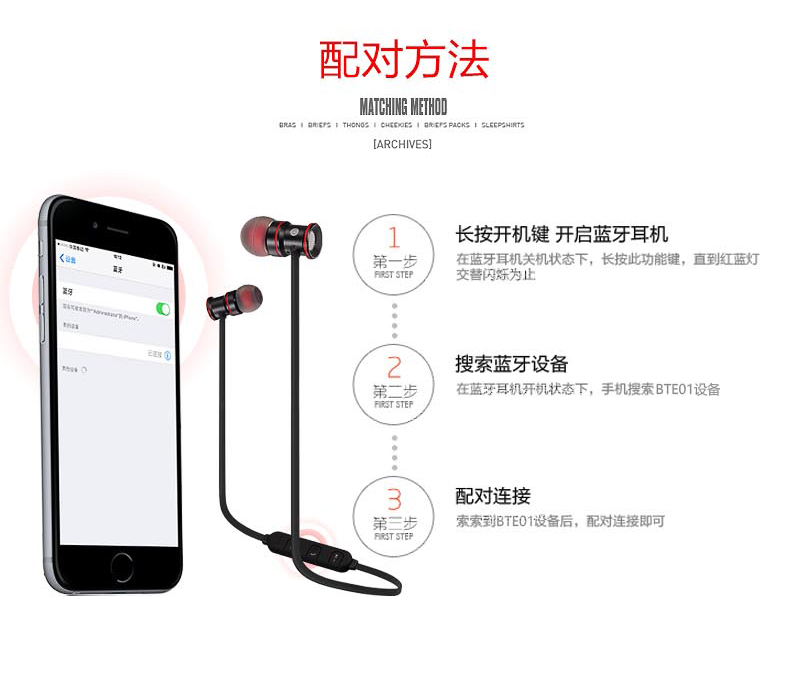 雷恒 RH-828無線運動藍牙防汗通話耳機4.1手機通用雙耳入耳耳塞式