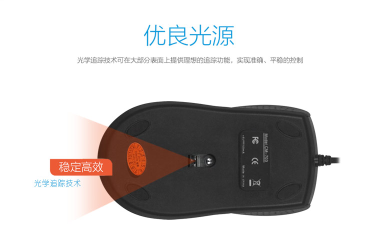 CM703有線光學辦公鼠標臺式筆記本USB口電腦游戲鼠標