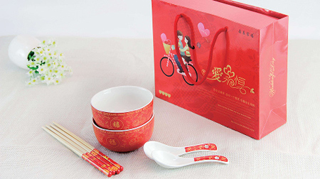 百年好合（抽拉式）碗、筷子 婚慶、節日喜慶禮品